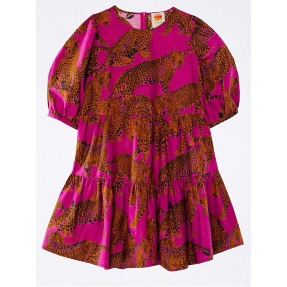 FARM Rio | $175 Tuckernuck Artsy Leopards Mini Dress in Magenta Leopard, Size L